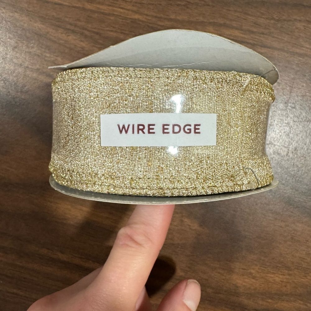 Place & time 1 1/2in x 8.3 yards Gold Wire Edge Ribbon